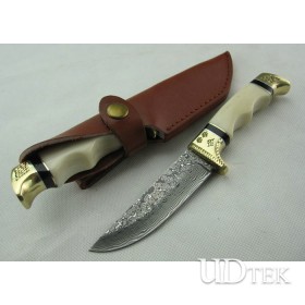 Camel Bone / Brass Handle OEM Damascus Steel Hunting Knife Rescue Knife Hand Tools UDTEK01213